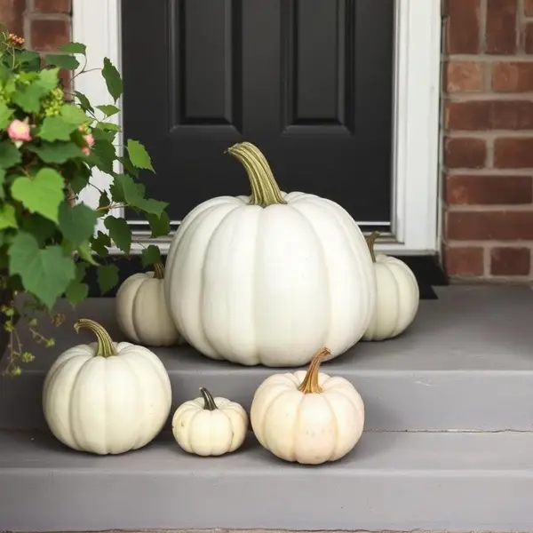 Neutral Taste small grouping Small neutral grouping of white ghost pumpkins and sage gourds